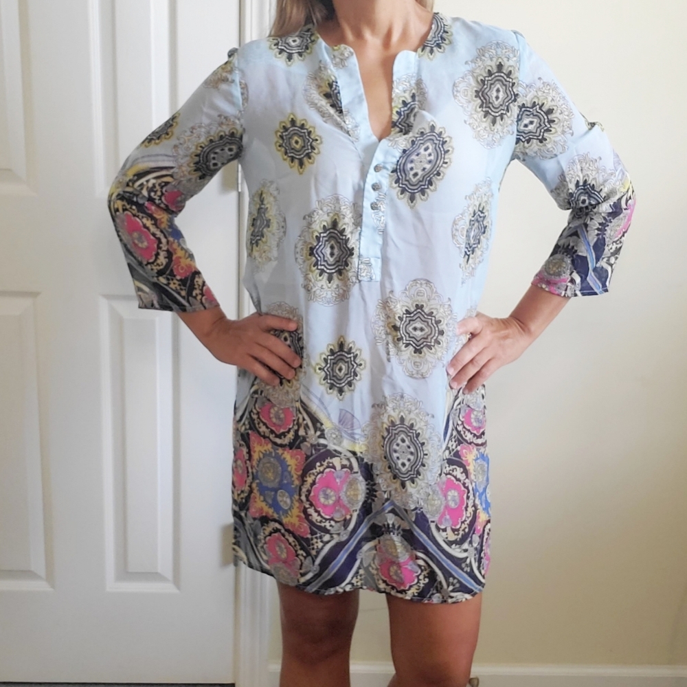 Misia Blue Paisley Damask Tunic Dress